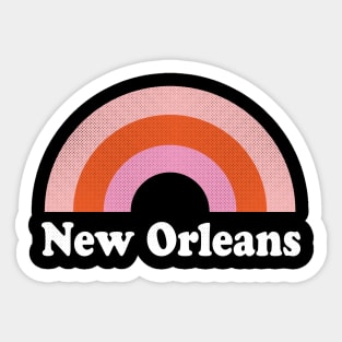 New Orleans, Louisiana - LA Retro Rainbow and Text Sticker